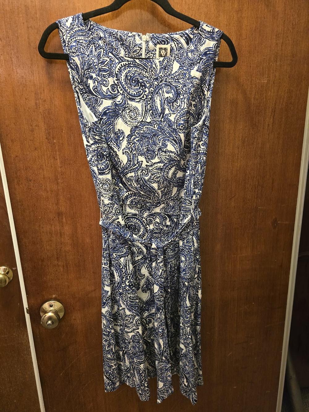 Anne Klein Blue and White Paisley Midi Dress